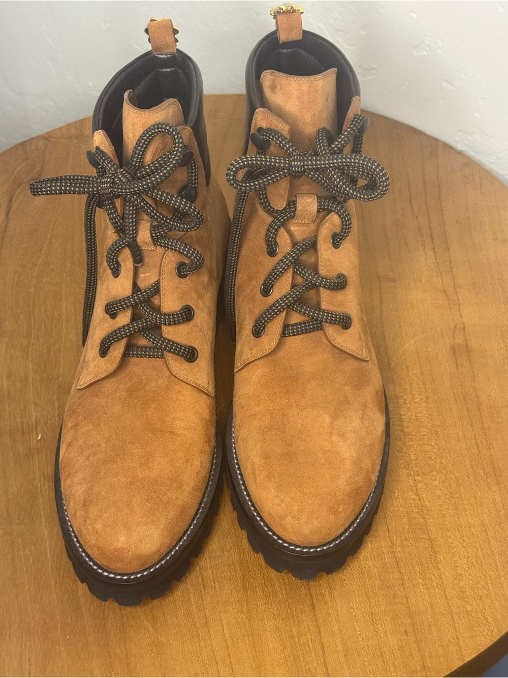 Women’s Suede Lace-Up Brown Work Boots with Lug Sole